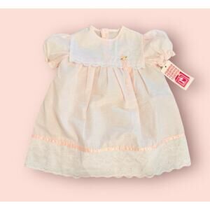 New Vintage 80s Roanna Dress 4T Frilly Bib Lace Collar Easter Pink Spring USA